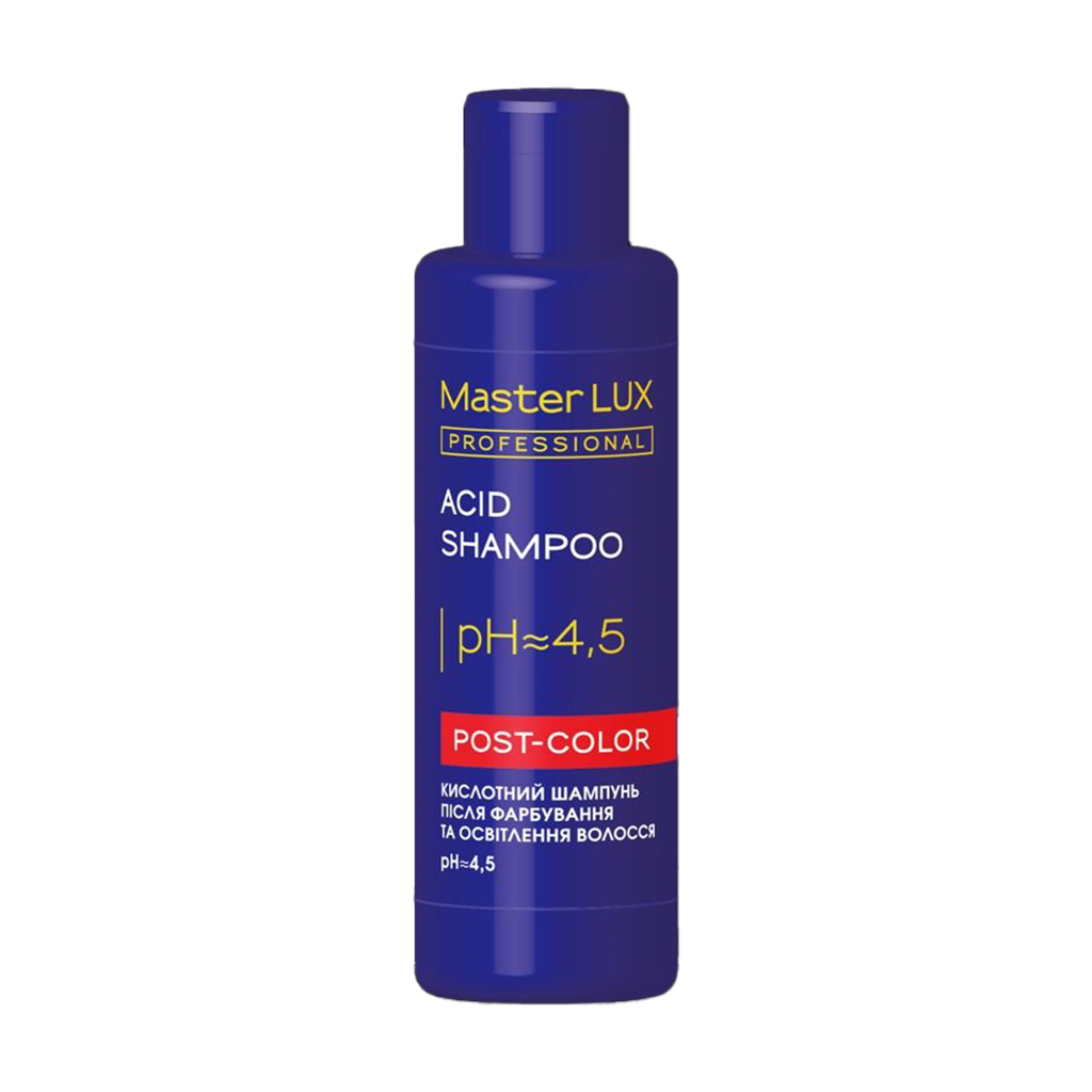 Кислотний шампунь Master LUX Professional Acid Shampoo Post-Color після фарбування та освітлення волосся, 250 мл